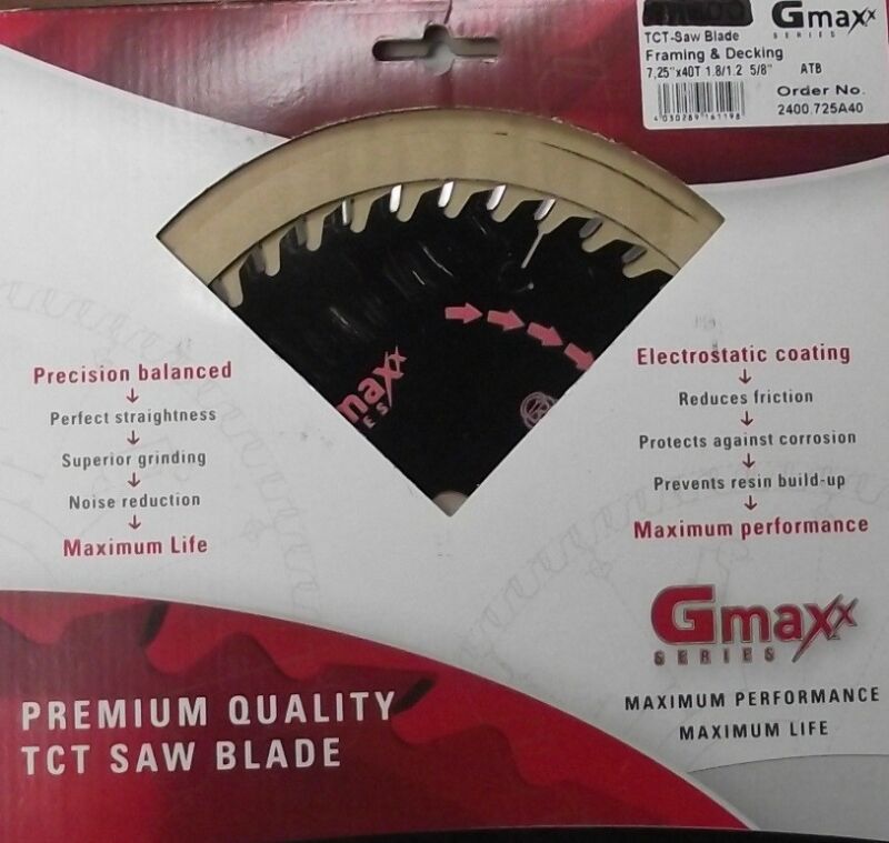 Gmaxx 2400.725A40 7-1/4" 40 Tooth Carbide Tip Plywood Circular Saw Blade