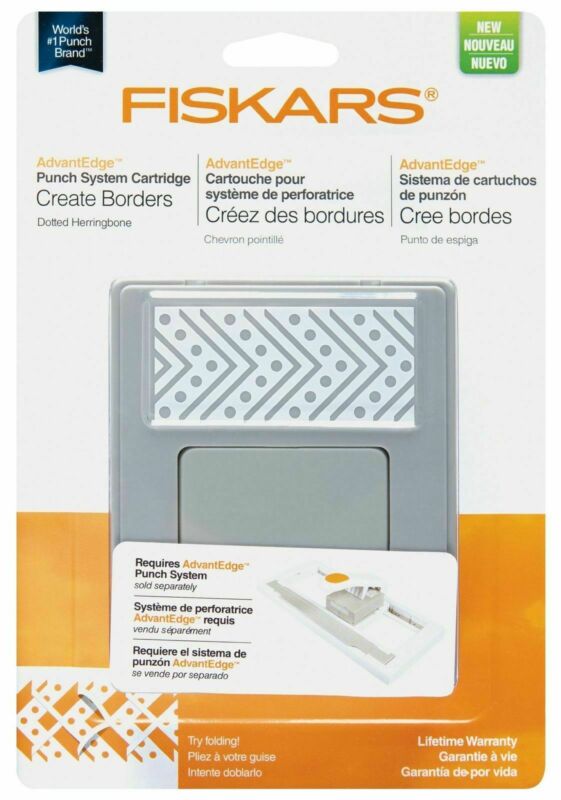 Fiskars 105690-1001 Dotted Herringbone AdvantEdge Border Punch Large Cartridge