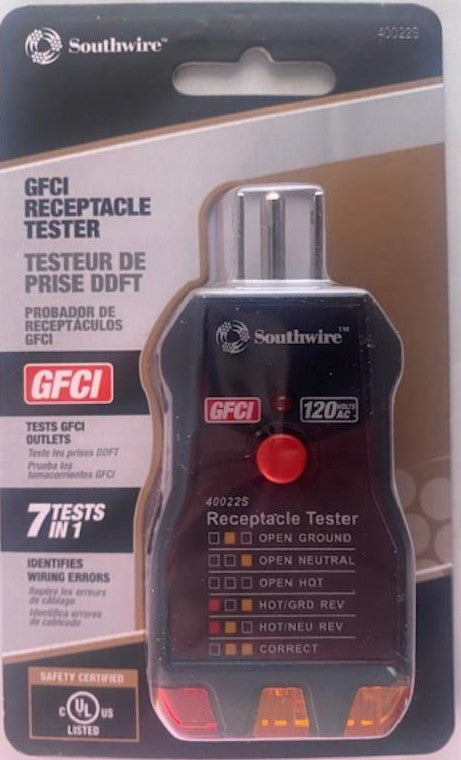 Southwire 40022S Analog 120-Volt GFCI Receptacle Tester