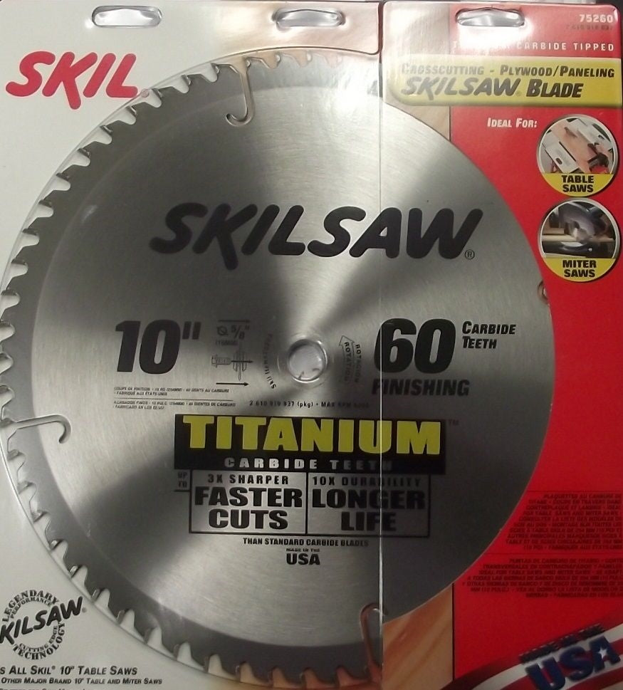 Skil 75260 10 x 60T Titanium Carbide Saw Blade USA