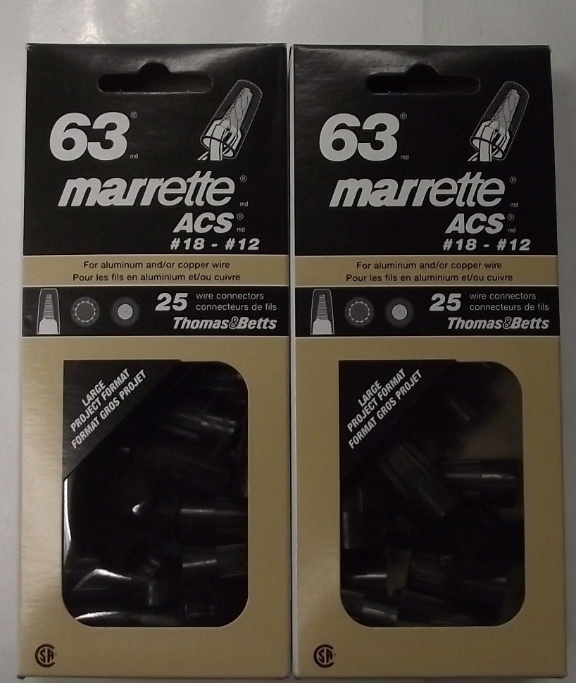 Thomas & Betts Marrette ACS #63 Twist On Wire Connectors (2 Packs of 25)