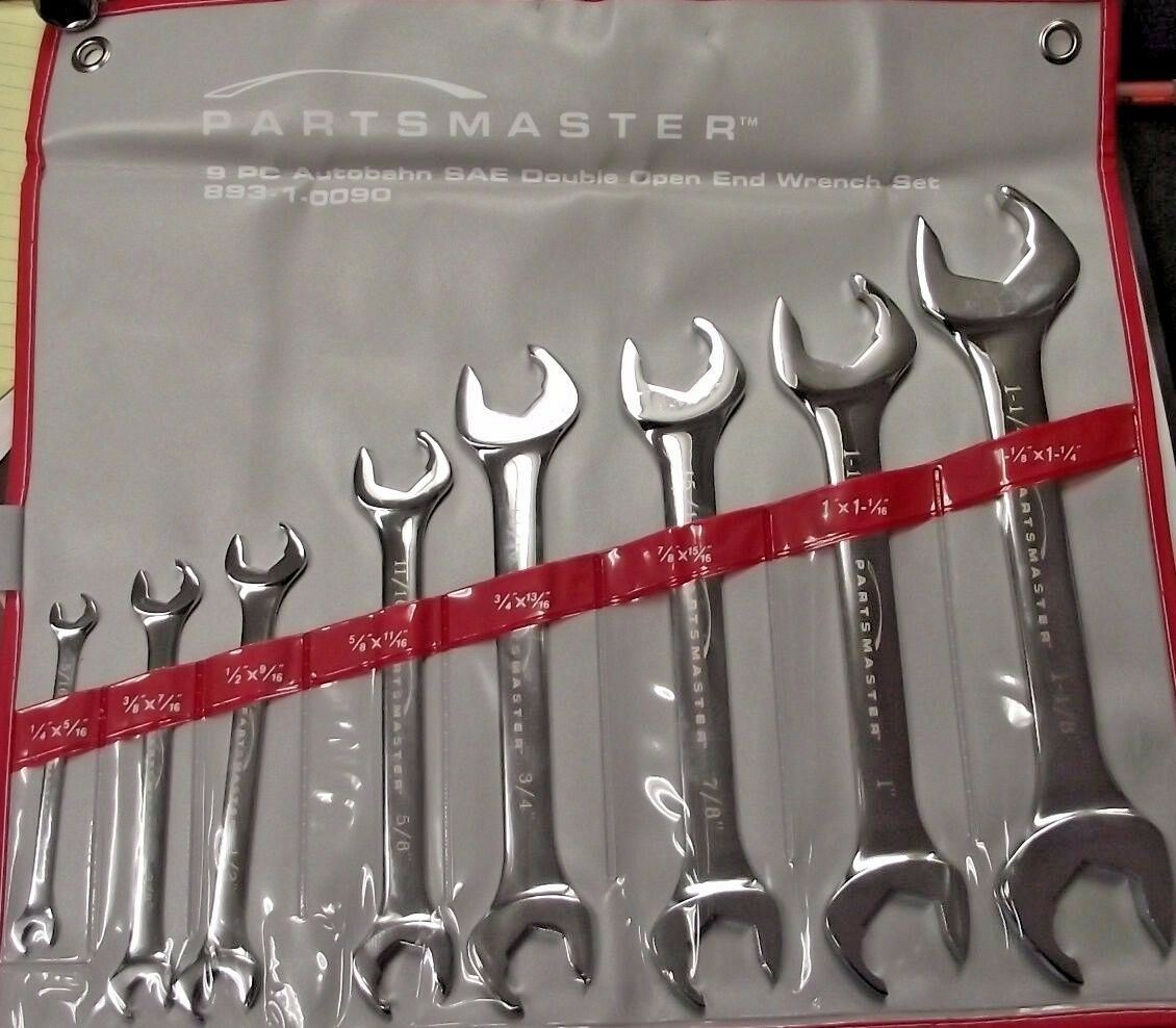 Partsmaster 893-1-0090 9 Piece Autobahn SAE Double Open-Ended Wrench Set