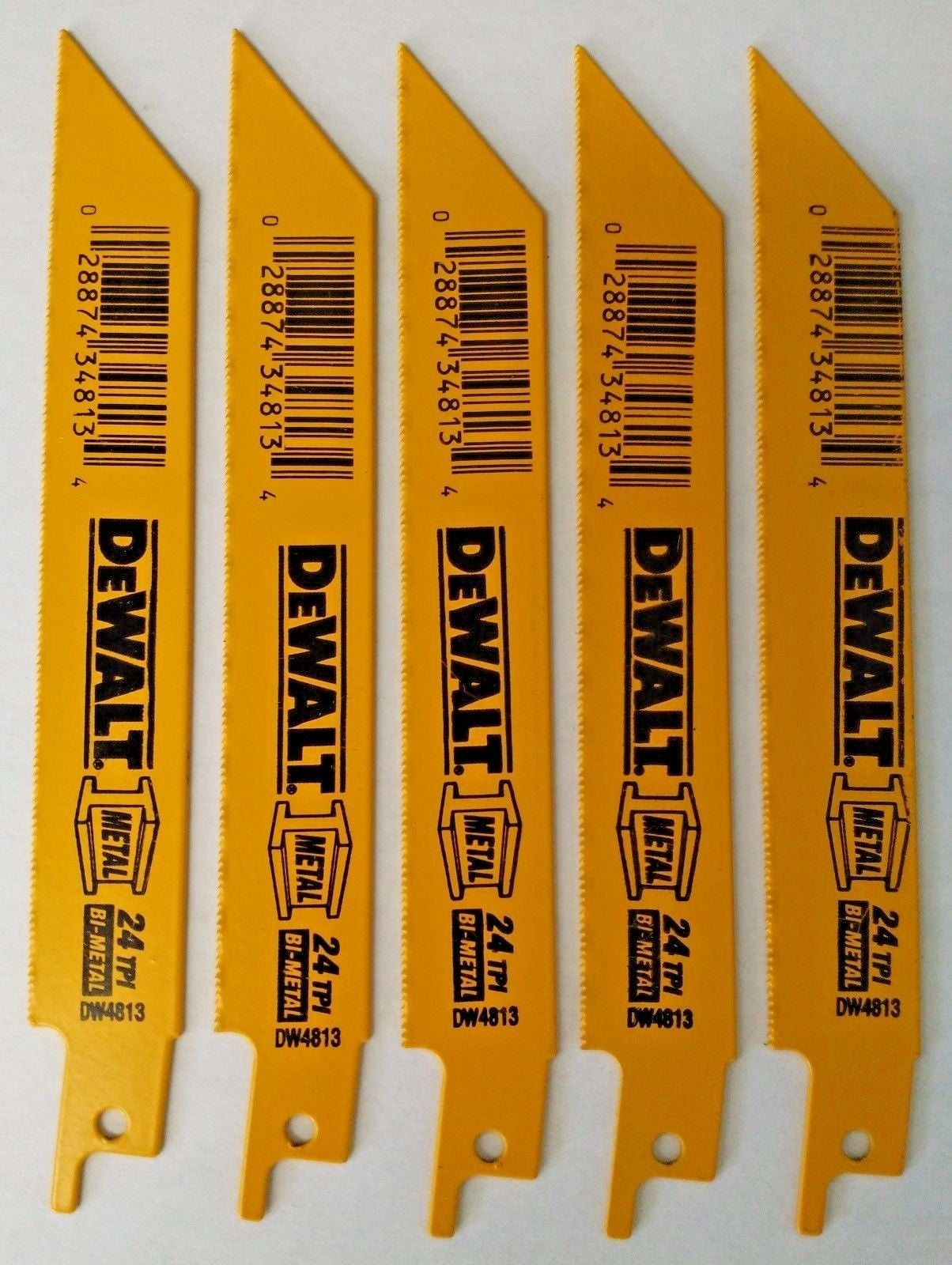 Dewalt DW4813 6" x 24 TPI Straight Back Bi Metal Reciprocating Saw Blades 5PCS