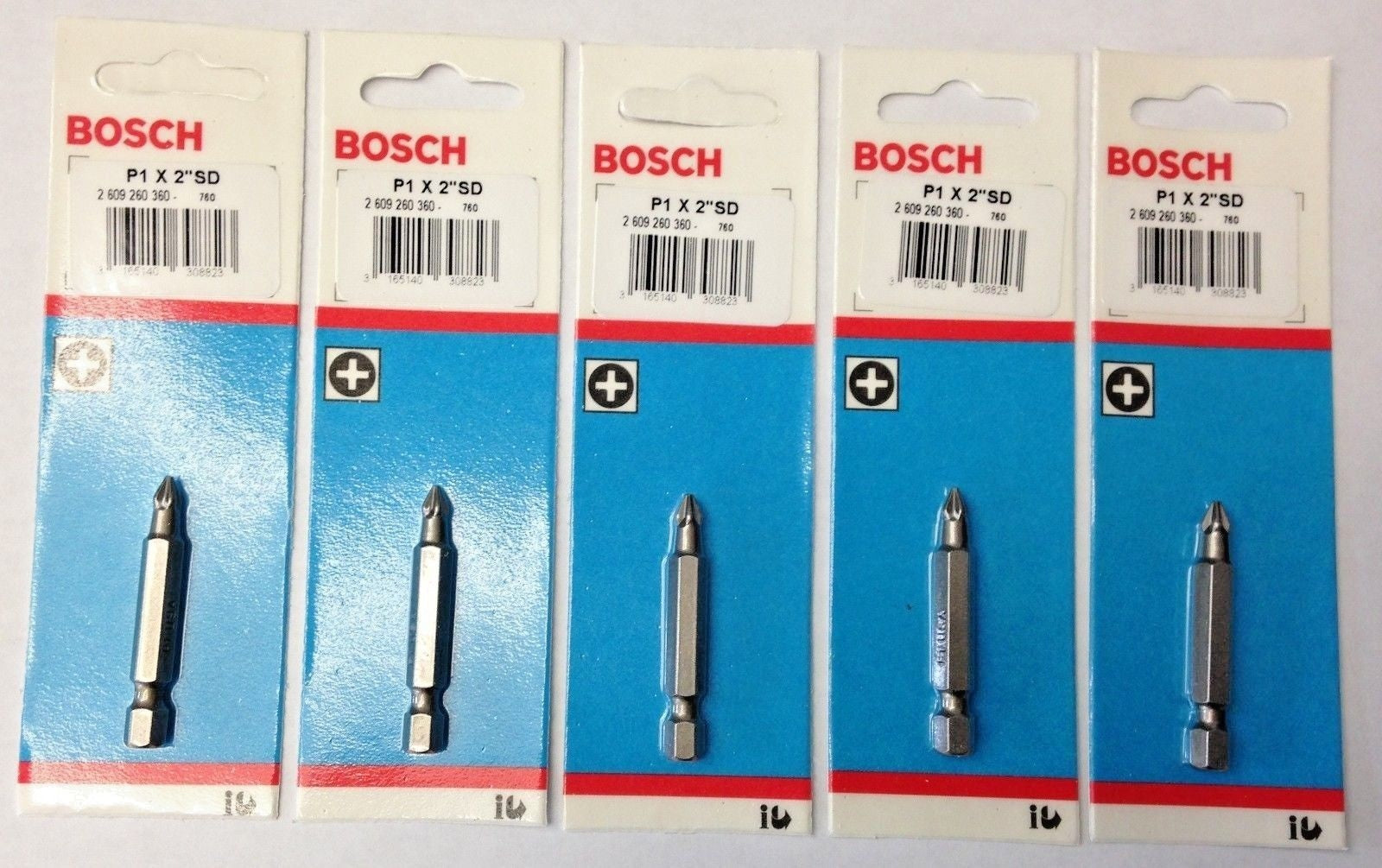 Bosch 2609260360 P1 x 2" Screwdriver Bits 5 Packs USA Made