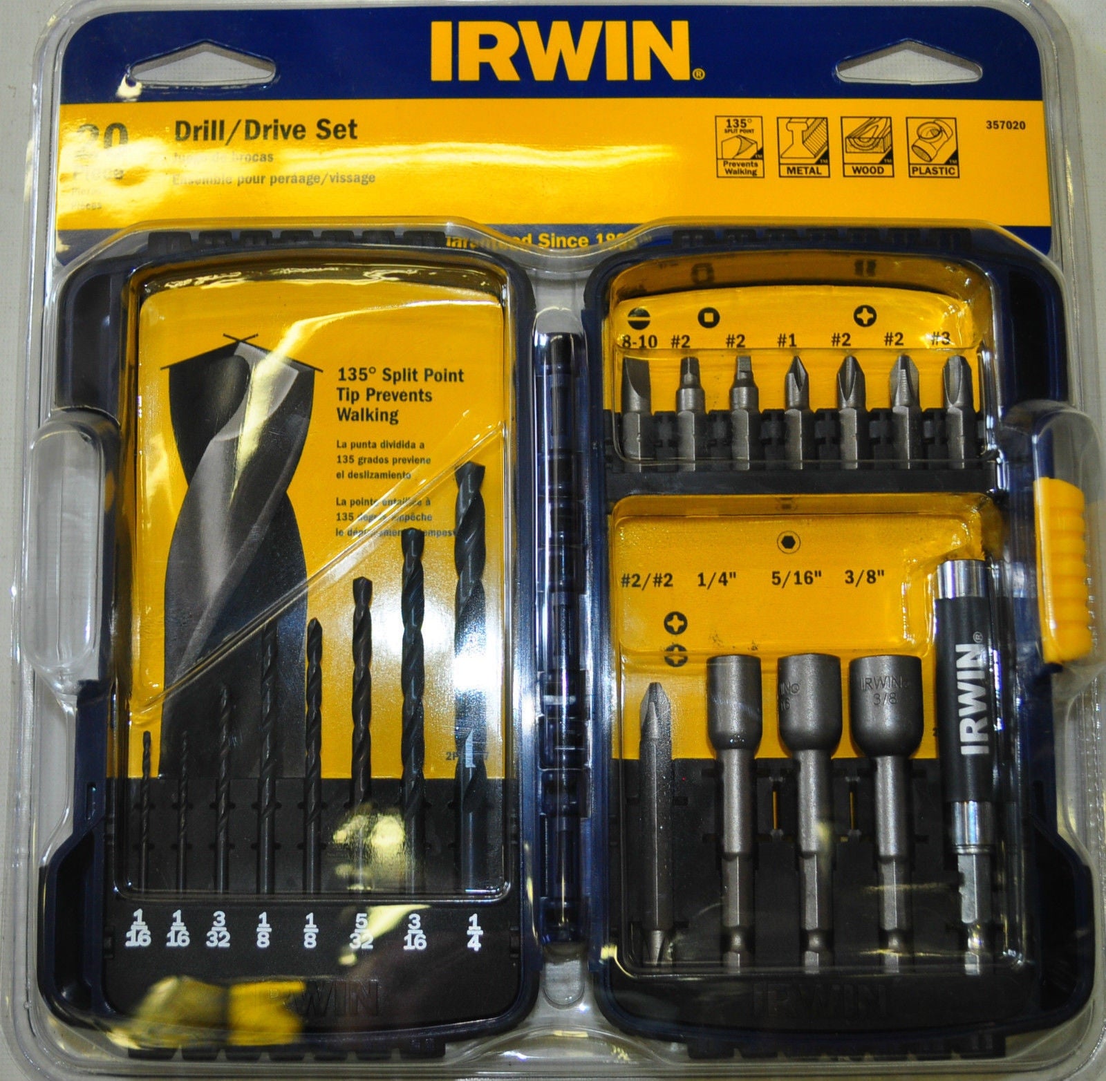 Irwin Tools 357020 20 Piece Drill & Drive Bit Set Black Oxide Drills