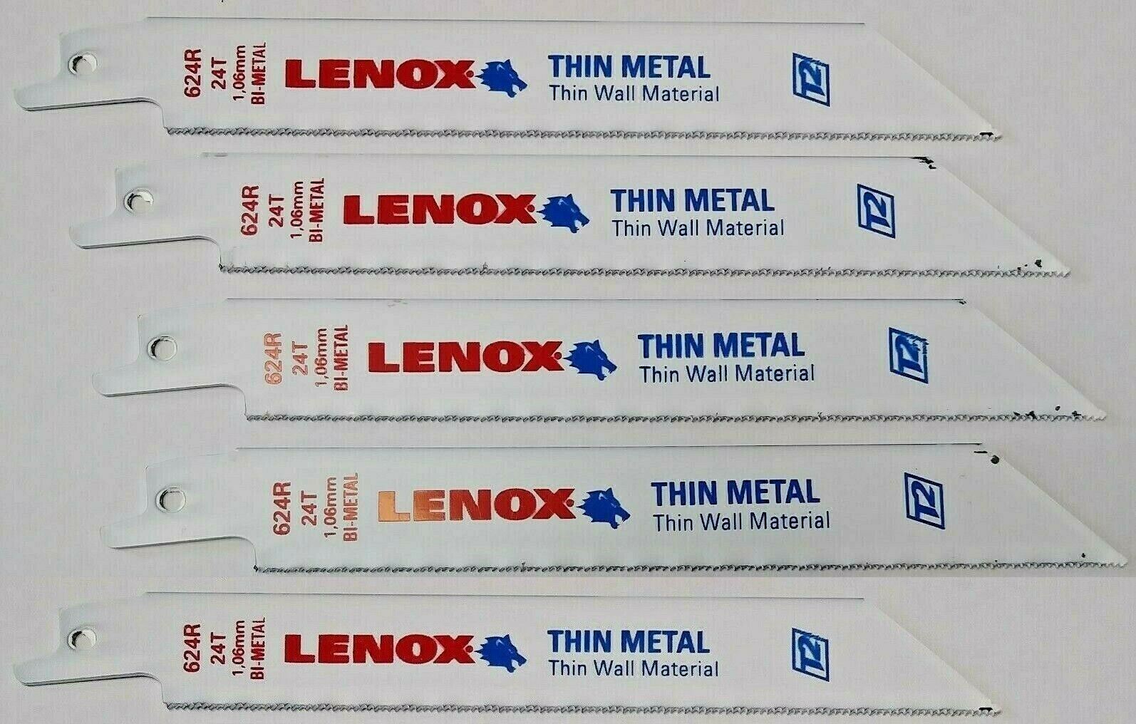 Lenox 20568 6" x 24 TPI Bi-Metal Thin Metal Reciprocating Saw Blades 5 Pack USA