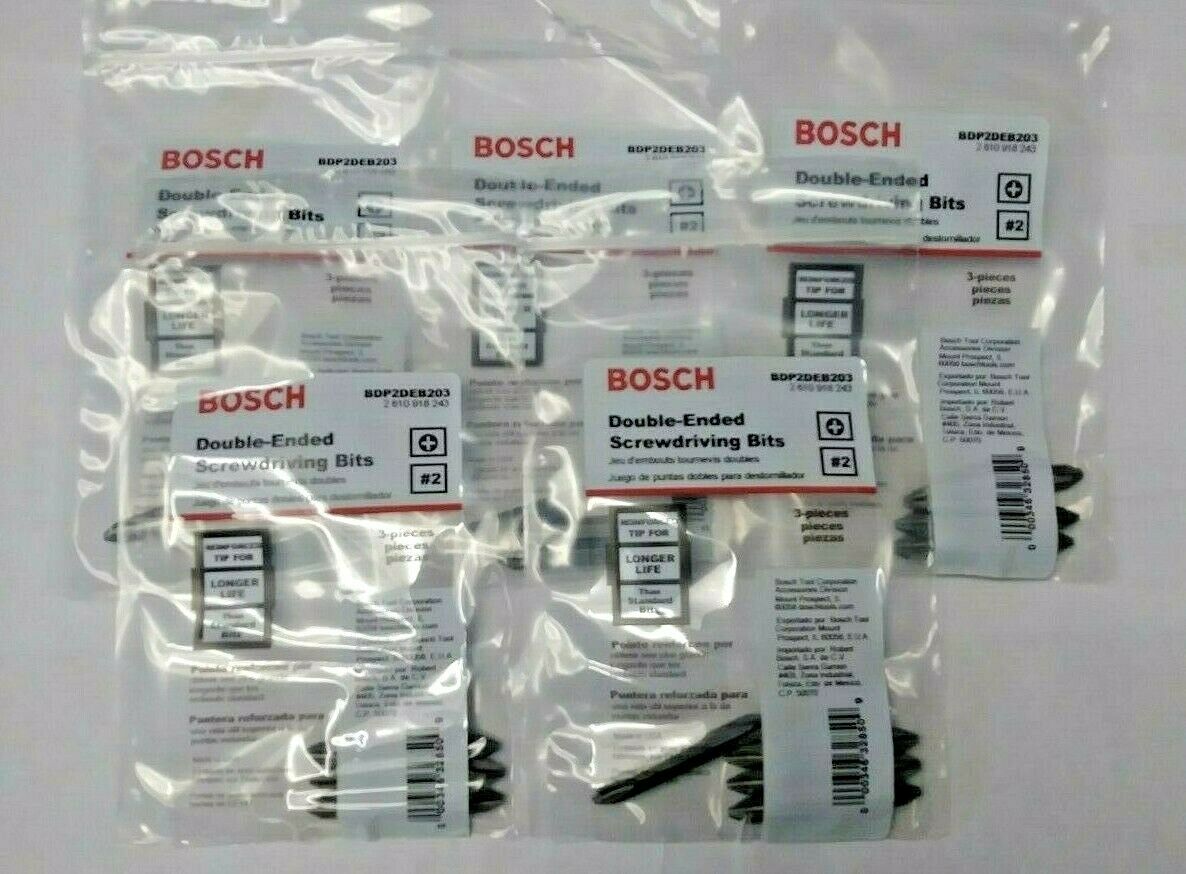 Bosch BDP2DEB203 #2 Phillips Double-Ended Screwdriving Bits (5 Packs of 3) USA