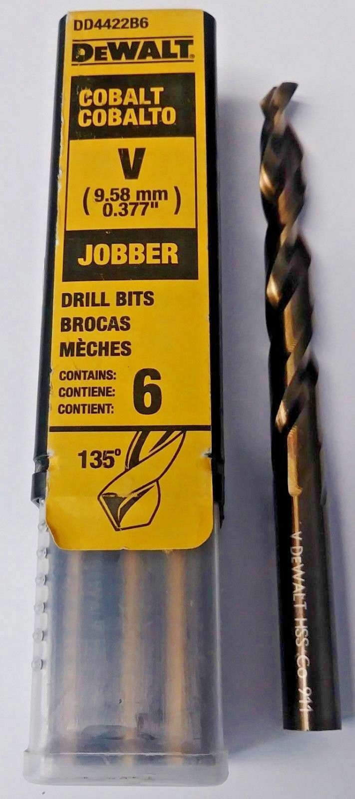 Dewalt DD4422B6 Letter V Cobalt Jobber Drill Bits 6 Pack Germany
