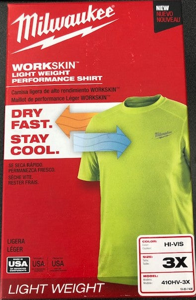 Milwaukee 410HV-3X WorkSkin Lightweight Work Shirt Size 3X USA