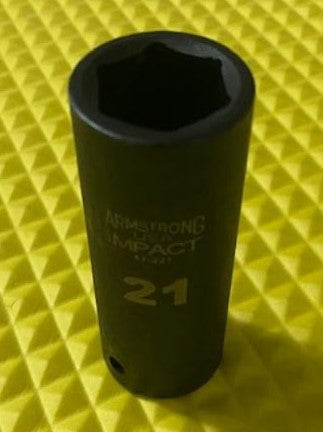 Armstrong 47-221 1/2" Drive 21 mm Deep Length Socket 6pt USA