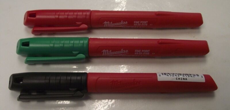 Milwaukee 48-22-3100-3 Inkzall Black Red Green Fine Point Marker 3pcs.