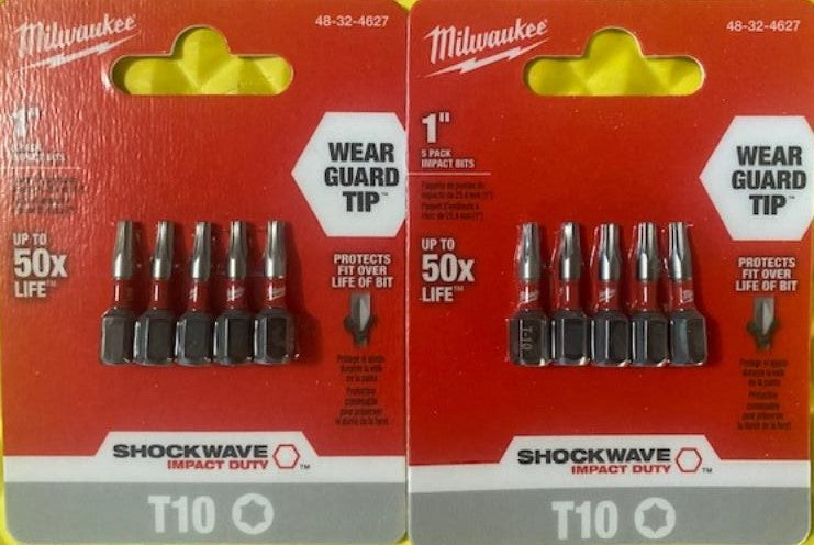 Milwaukee 48-32-4627 SHOCKWAVE Torx #10 1" Impact Duty Steel Screwdriver Bit 2 - (5-Pack)