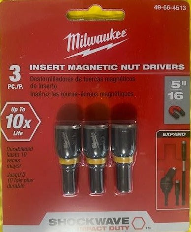Milwaukee 49-66-4513 SHOCKWAVE 5/16" Magnetic Insert Nut Driver (3 Pk)