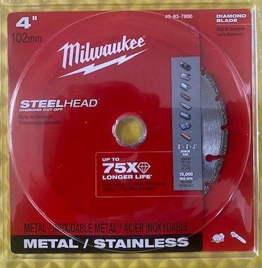 Milwaukee 49-93-7800 4" STEELHEAD Diamond Cut-Off Blade
