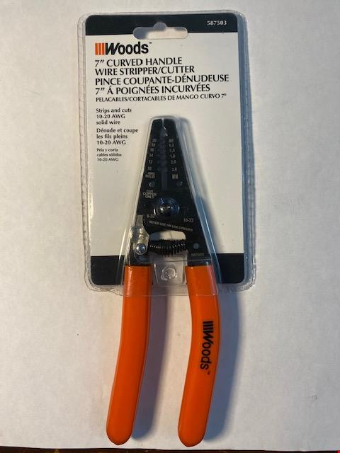 Woods  587503 7" Curved Handle Wire Stripper Cutter 10-20 Awg Solid