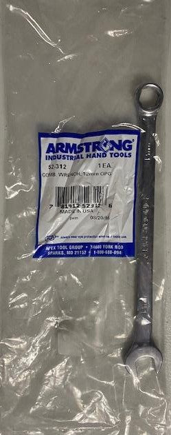 Armstrong 52-312 12mm Full Polish Combination Wrench 6pt. USA