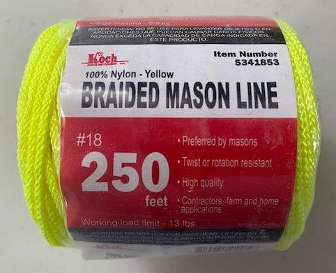 Koch Industries 5341853 Nylon Braided Yellow Mason Line #18 By 250 Feet