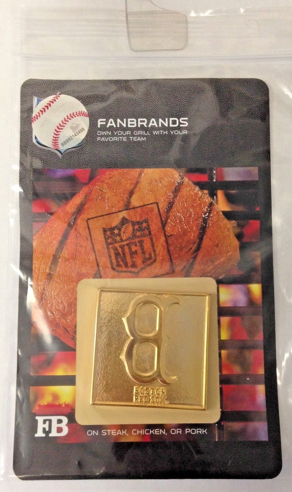 Fanbrands 10148 NFL Boston Red Sox Team Logo Branding Plate For Barbecue Grill