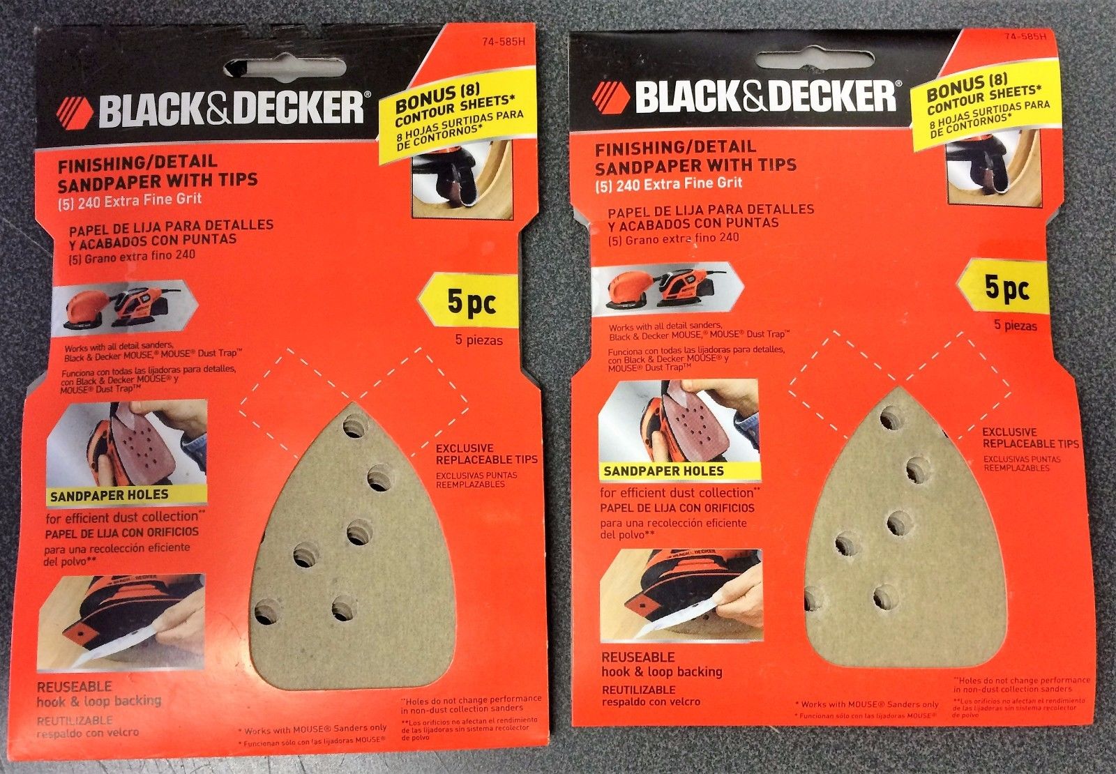 Black & Decker 74-585H 5 Piece Finishing/Detail Sandpaper With Tips (2 Packs)