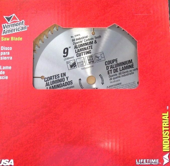 Vermont American 27415 9" x 60Tooth Laminate & Aluminum Saw Blade USA