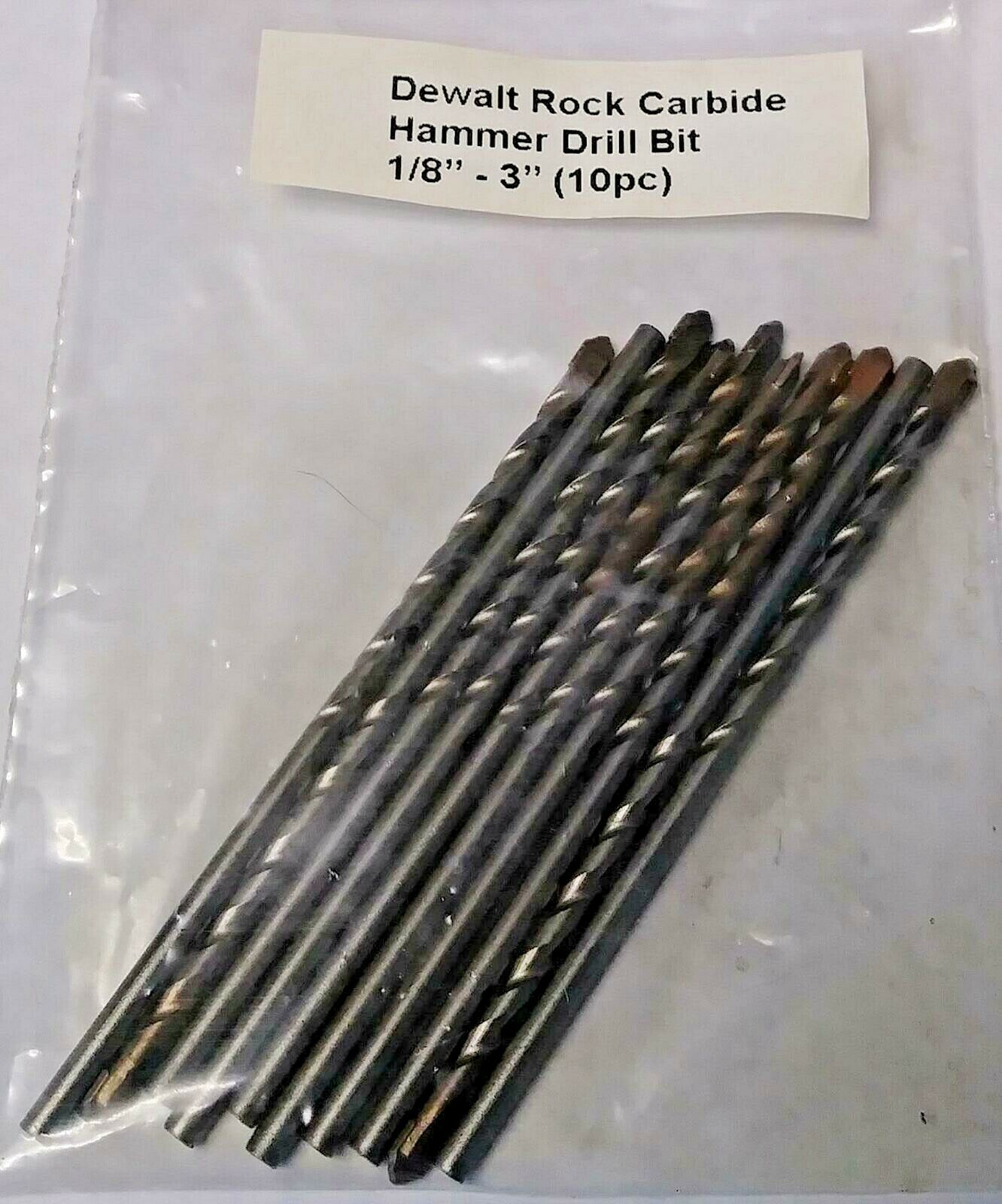 Dewalt 1/8" x 3" Rock Carbide Hammer Drill Bit 10 Pack Bulk