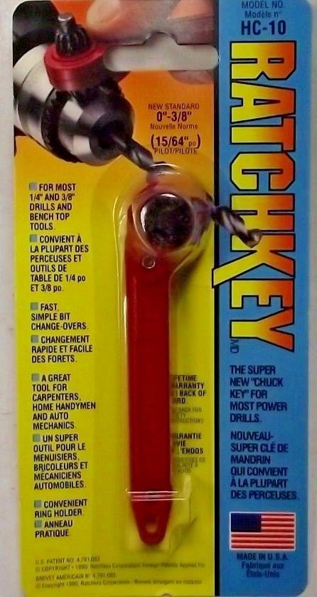 Ratchkey HC-10 0"-3/8" 15/64" Pilot Ratcheting Chuck Key USA