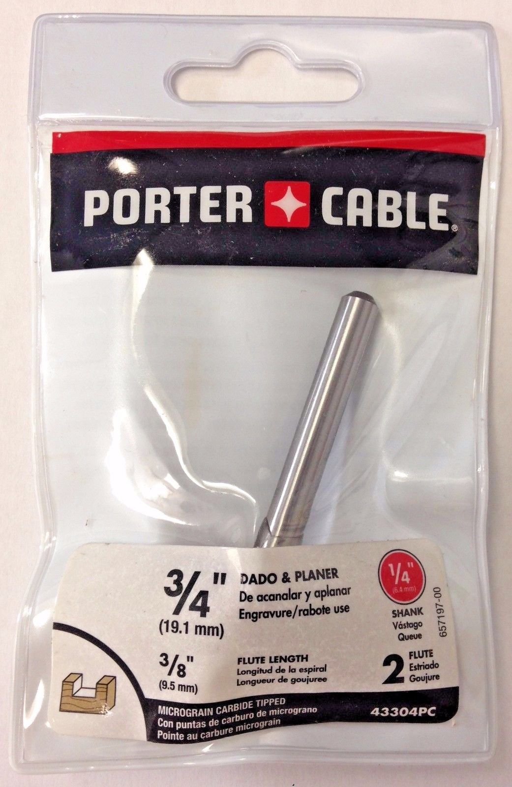 Porter Cable 43304PC 3/4" Dado & Planer Two Flute Router Bit 1/4" Shank