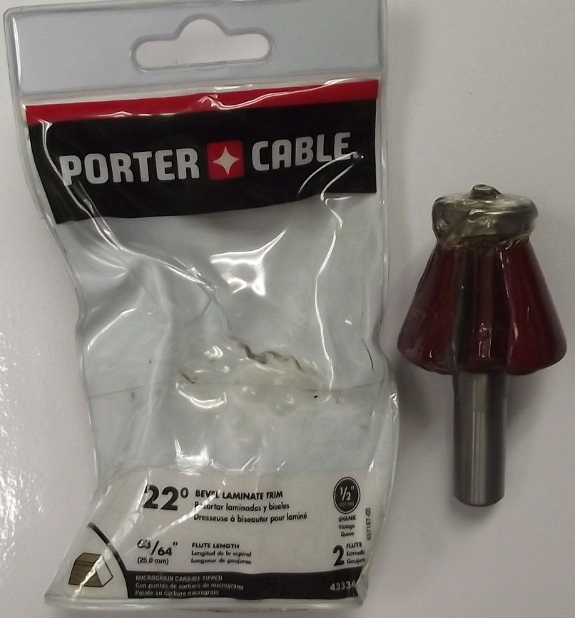 Porter Cable 43334PC 22 Degree Bevel Laminate Trim Carbide Router Bit 1/2" Shank