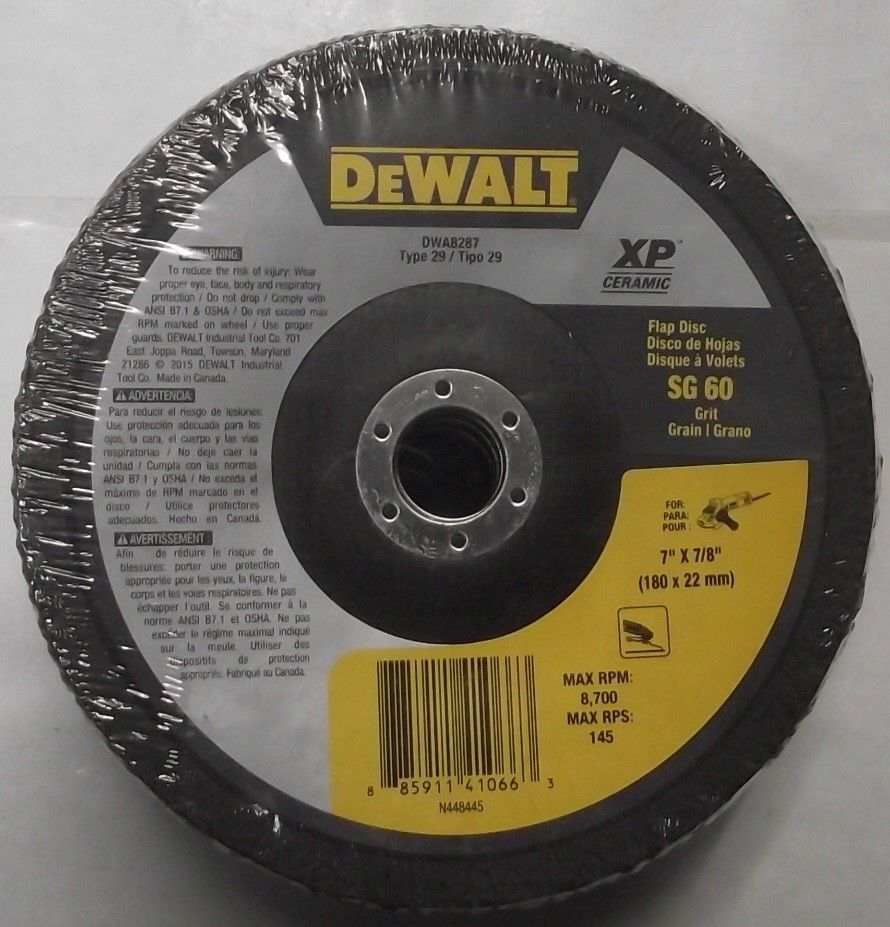 DeWalt DWA8287 Flap Disc 7" X 7/8" T29 XP Ceramic 60 Grit - Quantity 5
