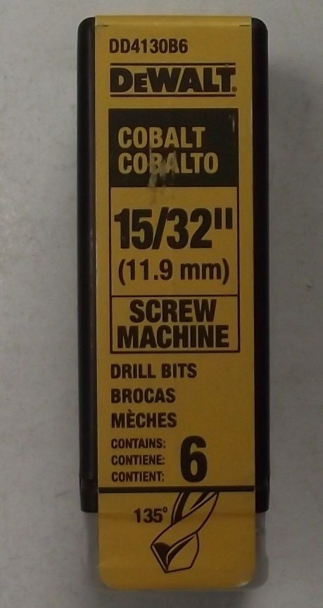 DEWALT DD4130B6 15/32-Inch Cobalt Screw Machine Length Drill Bit 6 Pk Germany