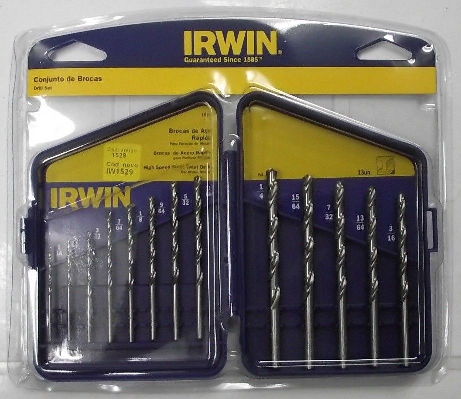 Irwin 1529 13pc Drill Bit Set HSS Twist Drill Bits 1/16" to 1/4"