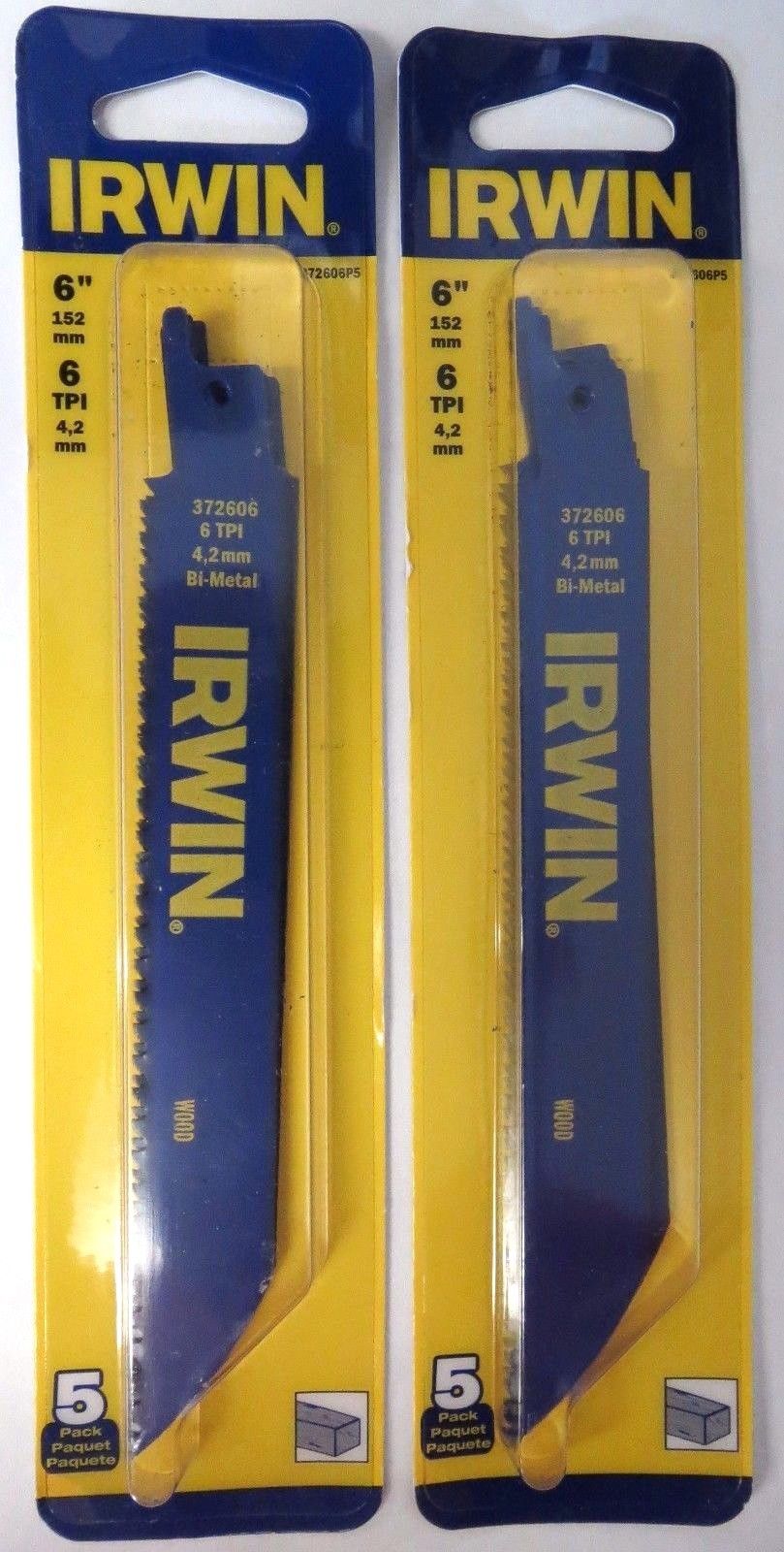 Irwin 372606P5 6" x 6TPI Bi-Metal Reciprocating Saw Blade USA 2-5 Pks