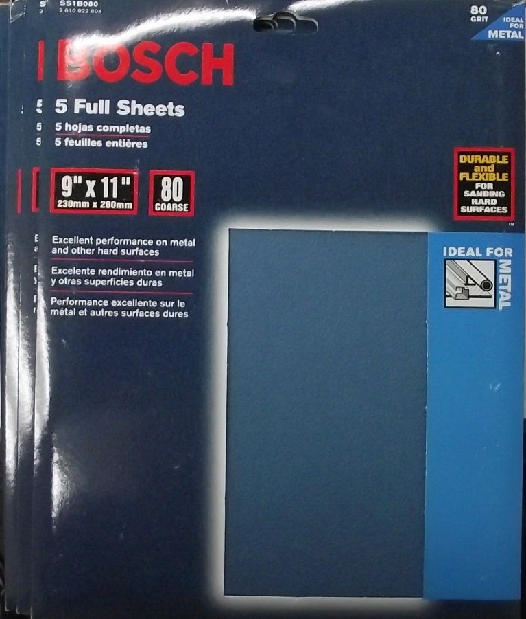 Bosch SS1B080 80 Grit 9 x 11 Sandpaper 5-5pks Italy