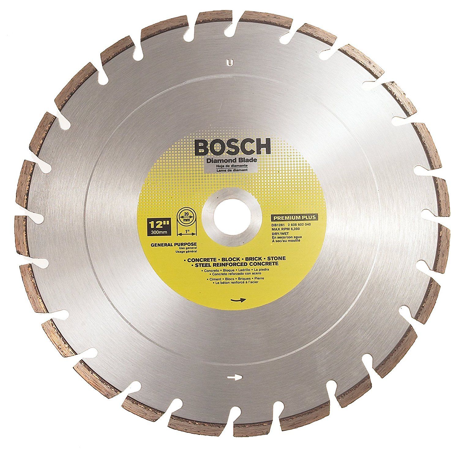 Bosch DB1261 12" Premium Plus Dry / Wet Cutting Segmented Diamond Saw Blade