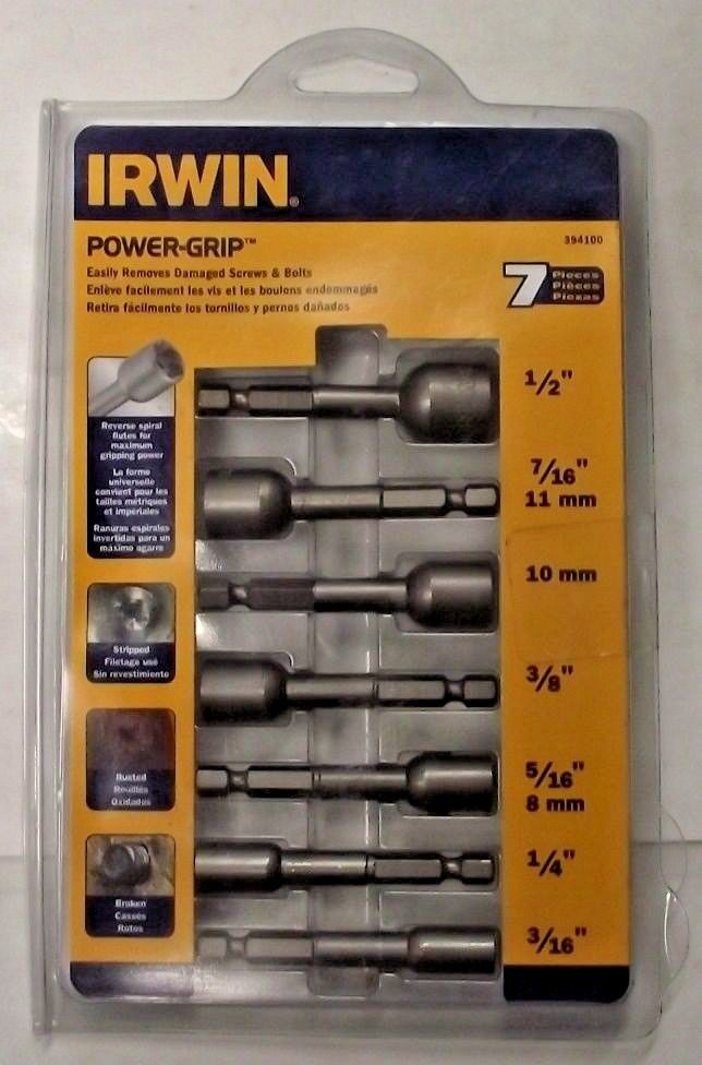 IRWIN 394100 Power-Grip Screw And Bolt Extractor Set 7-Piece USA