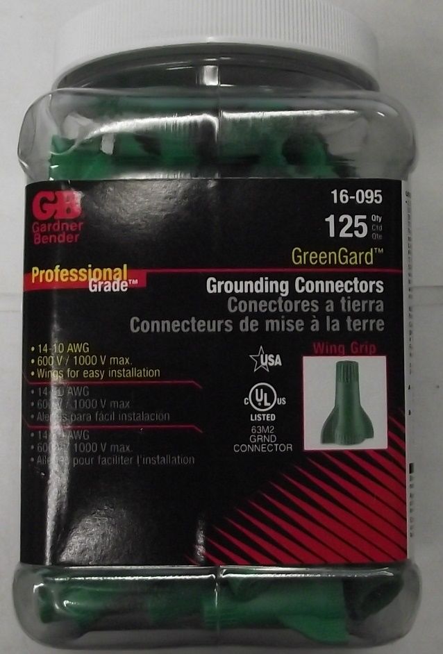 Gardner Bender 16-095 GreenGard Green Grounding Wire Connectors 125pcs. USA