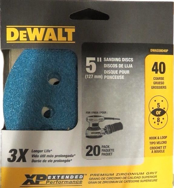 Dewalt DWAS58040P 5" Sanding Discs 40 Grit 20 Pack