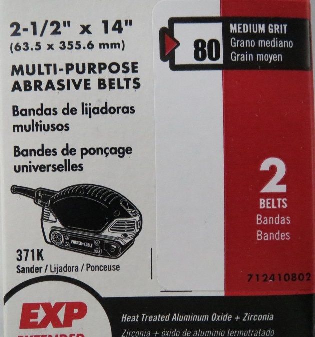 Porter Cable 712410802 2-1/2" x 14" 80 Grit Multi-Purpose Abrasive Belts 2 Packs