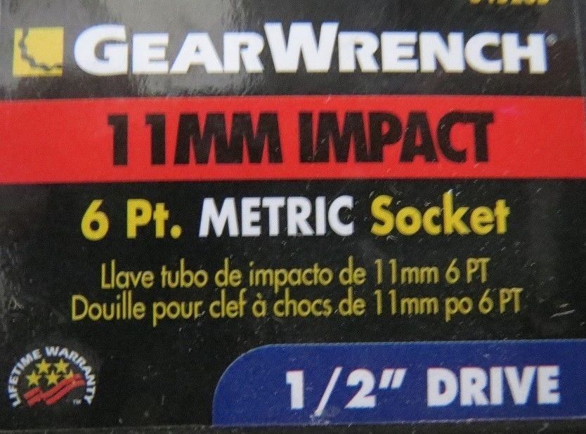 Gearwrench 84523D 11 mm Impact 6 Pt. Metric Socket 1/2" Drive