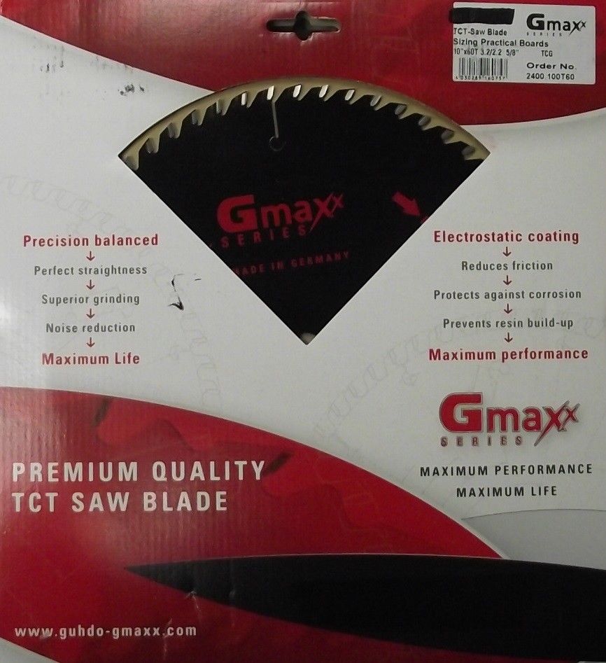 Guhdo Gmaxx 2400.100T60 10" x 60 Tooth TCG Carbide Saw Blade Germany