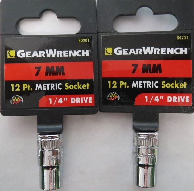 GearWrench 80201 7mm 1/4" Drive 12 Point Socket 2 Packs