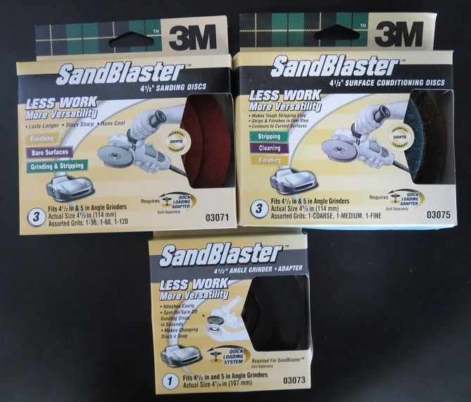 3M 03071 03073 03075 SandBlaster Auto Angle Grinder Adapter Set 3pcs USA