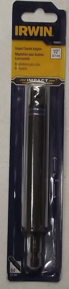 IRWIN 1899891 1/4" to 1/2" x 6" Socket Adapter Impact Ready