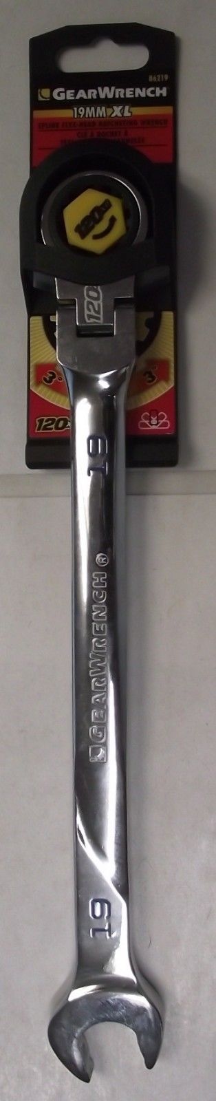 Gearwrench 86219 120XP 19mm Spline XL Flex-Head Combination Ratcheting Wrench