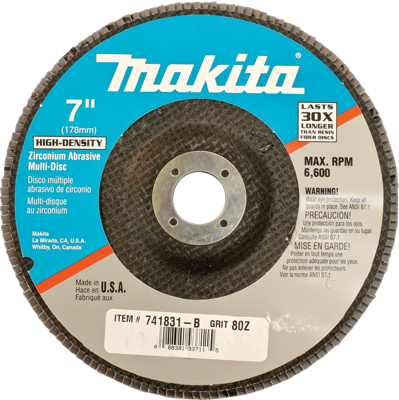 Makita 741831-B 7" x 7/8" 80 Grit High-Density Zirconium Abrasive Multi Disc USA