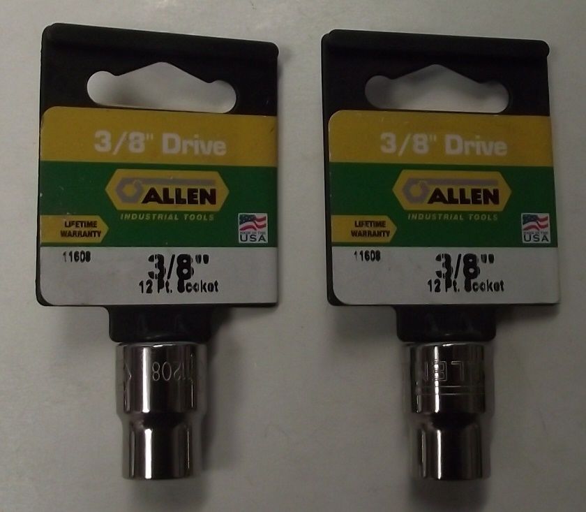 Allen 11208 11608 3/8" Drive 3/8" 12pt Socket 2pcs. USA