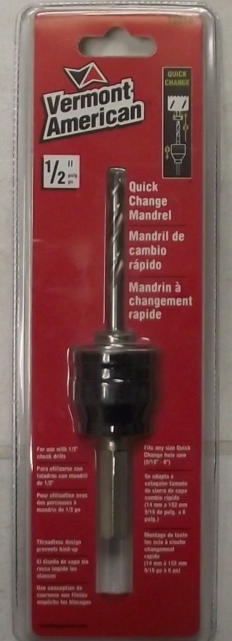 Vermont American 18614 1/2 Quick Change Holesaw Mandrel