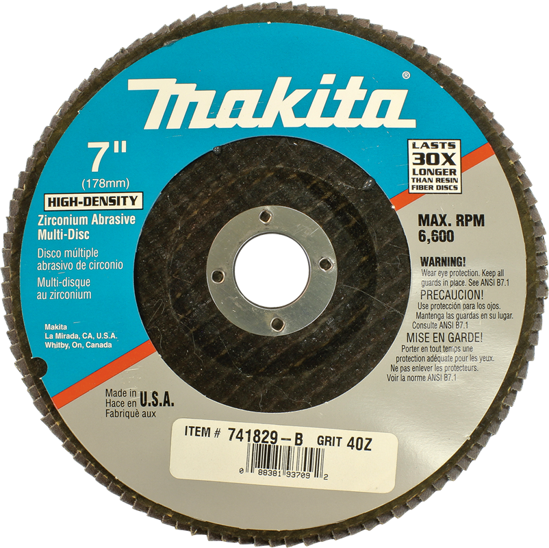 Makita 741829-B 7" x 7/8" 40 Grit High-Density Zirconium Abrasive Multi Disc USA