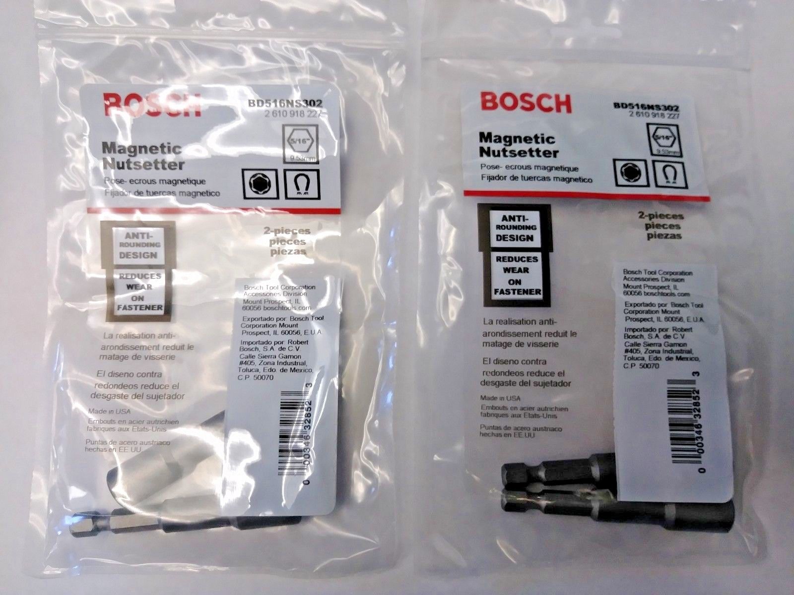 Bosch BD516NS302 5/16" x 2-9/16" Magnetic Nutsetter 2 Packs of 2 USA