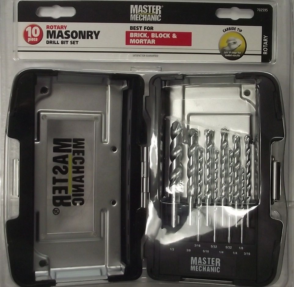 Master Mechanic 702595 10pc Rotary Masonry Drill Bit Set